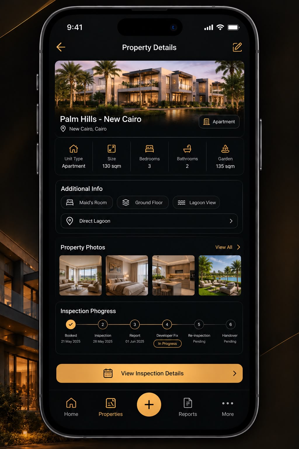 Tasleem app property details screen